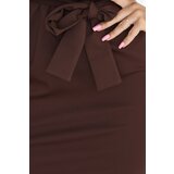 Numoco 240-9 ROXI dress with asymmetrical skirt and belt - chocolate color | shoptok.hr