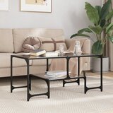  Stolić za kavu s crnom staklenom površinom 98,5x50x45 cm čelik | shoptok.hr