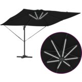  Cantilever Roma Parasol s LED-ima - Crna 286 x 285 x 270 cm Aluminij | shoptok.hr