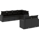 Maison Chic Seti vrtnega pohištva - Vrtna garnitura - Vrtni pohištvo set 7-delna z blazinami črn poli ratan, (21802057) | Shoptok.si