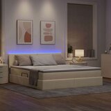  Krevet S LED lampica s uzglavljem Krema 160 x 200 cm tkanina | shoptok.hr