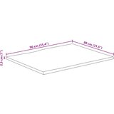 Stolna ploča 90x80x2,5 cm od masivnog drva manga sa živim rubom | shoptok.hr
