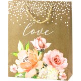 GIFT Bag Love Inscription Flowers Glitter 32 x 26 x 10 cm | Shoptok.si