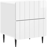 vidaXL Nočna omarica s predalom Bela visok sijaj 43 x 34,5 x 49,5 cm, (5000209518) | Shoptok.si