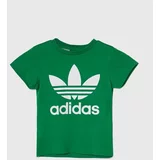 Adidas Otroška bombažna kratka majica TREFOIL zelena barva
