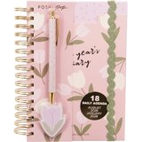 Tri Coastal Design Group S.R.L Datumirana agenda i hemijska olovka set - Daily, 18 month, Flower, spirala u