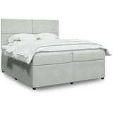 vidaXL Box spring postelja z vzmetnico svetlo siva 200x200 cm žamet | Shoptok.si