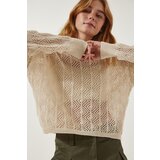  Women's Cream Openwork Seasonal Knitwear Sweater | Shoptok.si