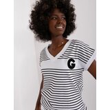 Fashion Hunters Black and white striped blouse with patch Cene