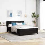 vidaXL Postelja z vzmetnico Črna 140x190 cm Žamet | Shoptok.si