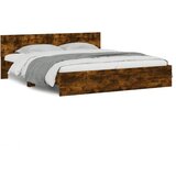  The Living Store Posteljni okvir z vzglavjem dimljen hrast 160x200 cm - Posteljni Okvir, (21525803) | Shoptok.si
