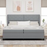 Box Spring Krevet s Madracem - Svjetlosiva 200x200 cm Tkanina | shoptok.hr