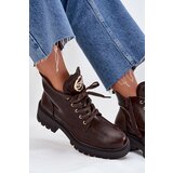Boto Warm Lined Women's Ankle Boots with Golden Detail Chocolate Kavirae | Shoptok.si