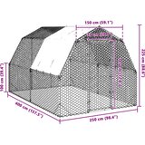  Kavez za kokoši s krovom 2,5x4x2,25 m pocinčani čelik | shoptok.hr
