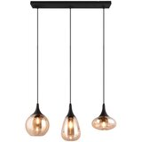 Tri O črna/oranžna viseča svetilka s steklenim senčnikom lumina – Cene