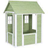 GINGER Home dječja drvena kućica za igru na otvorenom, zeleno i bijelo, 107 × 90 × 144 cm | shoptok.hr
