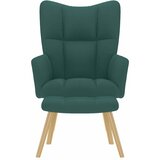  Stolica za opuštanje s tabureom od tkanine tamnozelena | shoptok.hr