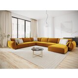 Mazzini Sofas Gorčično rumena žametna kotna sedežna garnitura v obliki črke "U" (levi kot) Vanda – | Shoptok.si