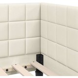  Kutni okvir kreveta s uzglavljem Krema 90 x 200 cm Baršun | shoptok.hr