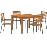  Vrtni set za objed 5 kom. Siva Čvrsto drvo akacije 110 x 110 x 75 cm | Shoptok.si