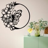 Wallity Zidna dekoracija Butterfly And Flower, 69x1.5x68 cm, 1.2 mm, Crna Cene