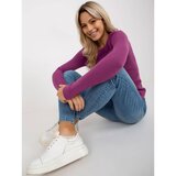Fashion Hunters Purple classic sweater with a round neckline | Shoptok.si