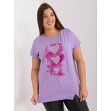 Fashion Hunters Light purple plus size cotton blouse with application Cene