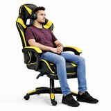 Lean Toys Igralni stol LEAN črno-rumeni – ergonomski gaming stol z naslonom za noge | Shoptok.si