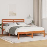 vidaXL Krevetna konstrukcija s uzglavljem Voštano smeđa 120 x 200 cm | shoptok.hr