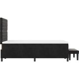 vidaXL Box Spring Postelja z Vzmetnico & Klopjo Črna 120x200 cm Žamet | Shoptok.si