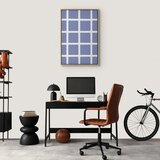  Slika - Lines and Symmetry - Expressive White Grid on a Blue Background 40x60 U prirodnom drvenom okviru | shoptok.hr