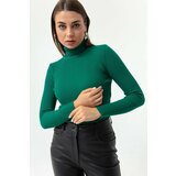 Lafaba Women's Emerald Green Turtleneck Knitwear Sweater Cene
