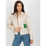 Fashion Hunters Light beige transitional quilted jacket with collar Cene