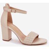 EVENTO Women's Heeled Sandals with Braided Strap Beige Asdine | Shoptok.si