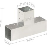 vidaXL spojnici za stupove u t-obliku 4 kom pocinčani metal 81 x 81 mm | shoptok.hr