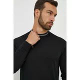 Emporio Armani Volnen pulover moški, črna barva
