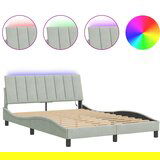 Maison Chic Posteljni okvir - Dvoposteljna postelja - Zakonska postelja z LED lučkami svetlo siv 120x200 cm žamet, (21695299) | Shoptok.si