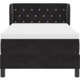 vidaXL Box Spring Krevet s Madracem Crni 90x200 cm Baršun | shoptok.hr