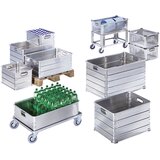 Zarges transportni in podstavni voziček za posode za zlaganje iz aluminija, prostornina 117 l, primerno za transport na valjčnih progah | Shoptok.si