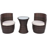  3-dijelni bistro set od poliratana s jastucima smeđi | shoptok.hr