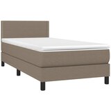  Krevet box spring s madracem LED smeđesivi 90x190 cm tkanina | shoptok.hr