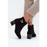 Boto Insulated Women's Ankle Boots on Heel with Gold Detail Black Renora | Shoptok.si