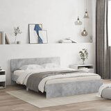 Maison Chic Posteljni okvir - Dvoposteljna postelja - Zakonska postelja z vzglavjem in LED betonsko siv 160x200 cm, (21696238) | Shoptok.si