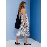 Sinsay Pamučna midi haljina na naramenice s cvjetnim uzorkom | shoptok.hr