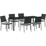  Vrtni set za objed 7 pcs Crna i svijetlo siva PE ratan | Eponuda.ba