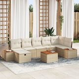 vidaXL Set od 8 vrtnih sofa s jastučićima Bež Poliratanski | shoptok.hr