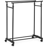 YES EVERYDAY Črno kovinsko stojalo za oblačila na kolesih 80x160x42 cm Roald – | Shoptok.si