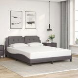 Maison Chic Posteljni okvir - Dvoposteljna postelja - Zakonska postelja z vzglavjem siv 160x200 cm umetno usnje-J6047, (21768586) | Shoptok.si