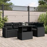 vidaXL 6-dijelni set vrtnih sofa s jastucima crni od poliratana | shoptok.hr