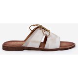 Zazoo Ladies Leather Slippers On Flat Heel 3022 Distressed Gold | Shoptok.si